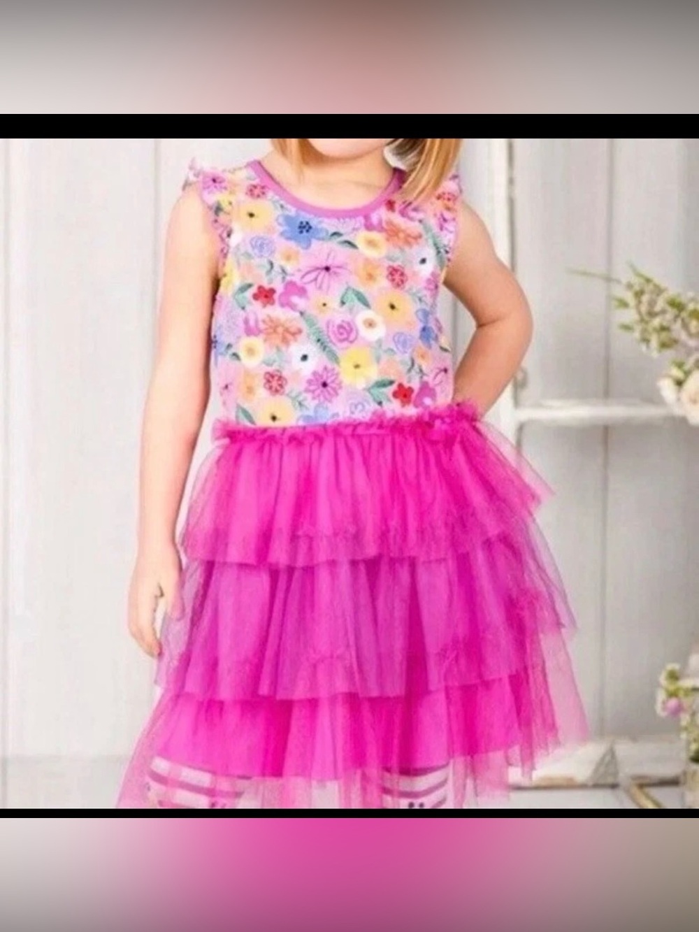 Matilda Jane FAIRY GARDEN FRENCHIE Dress Girls Pink Purple Tulle Floral 8